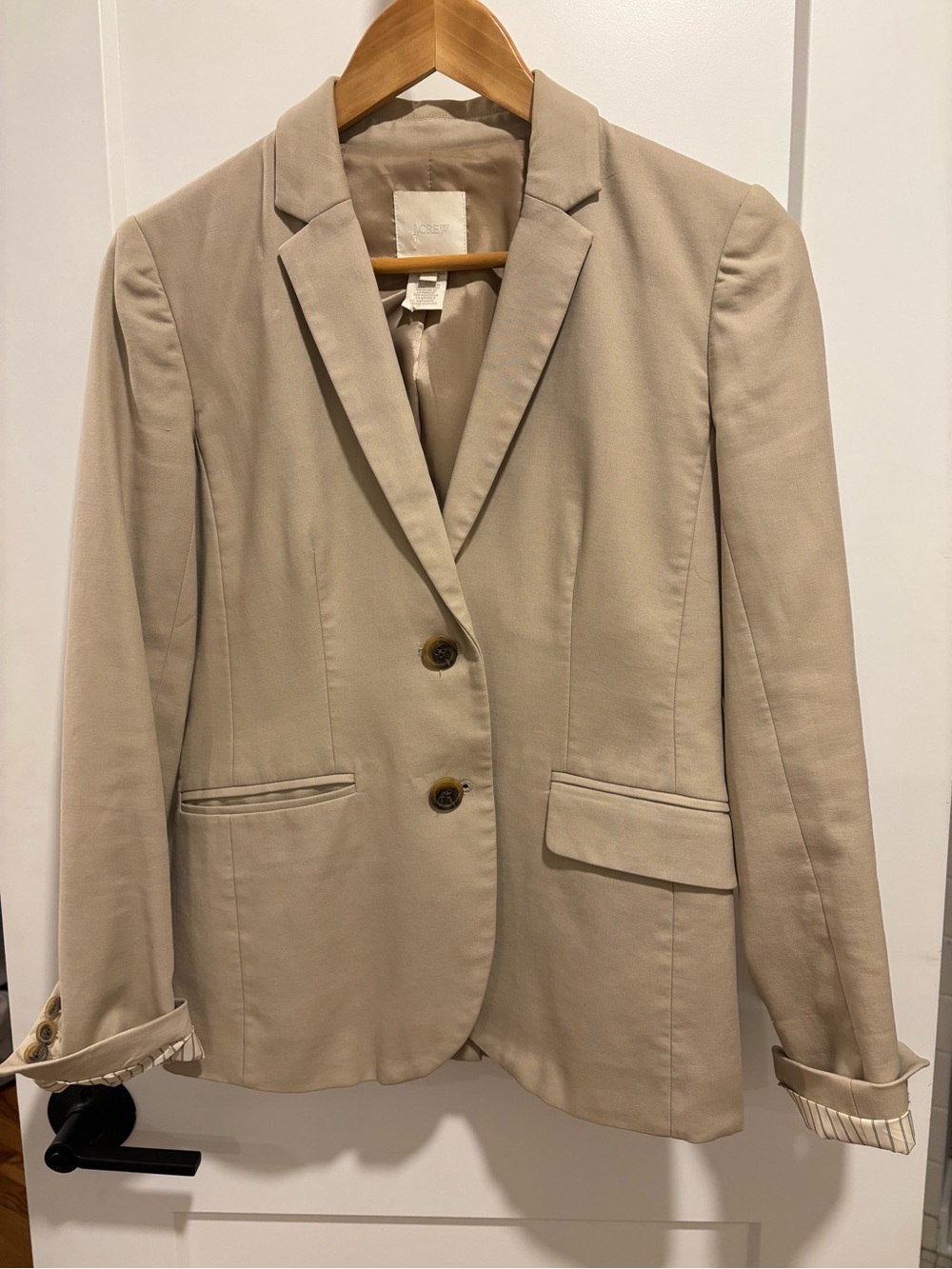J. Crew Beige Tailored Women's Blazer - Two-Button Notch Lapel